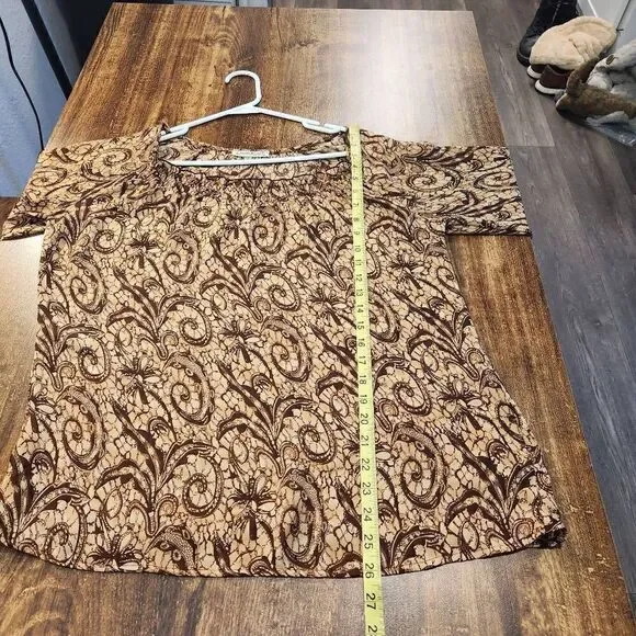 Claudia Richard Latte Swirl Peasant Top - Picture 6 of 7